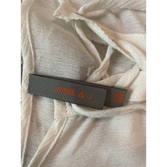 Jesse & J Womens Crochet Lace-Up Blouse Cream Long Sleeve Boho Hippie - Picture 4 of 5